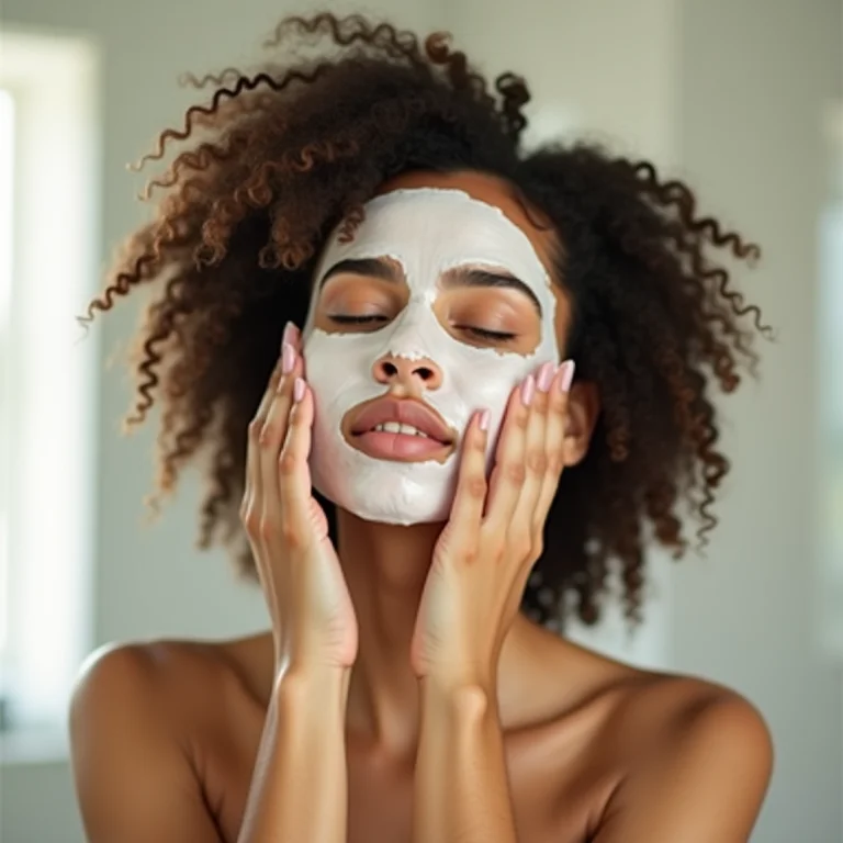 Mulher aplicando máscara capilar em cabelo crespo