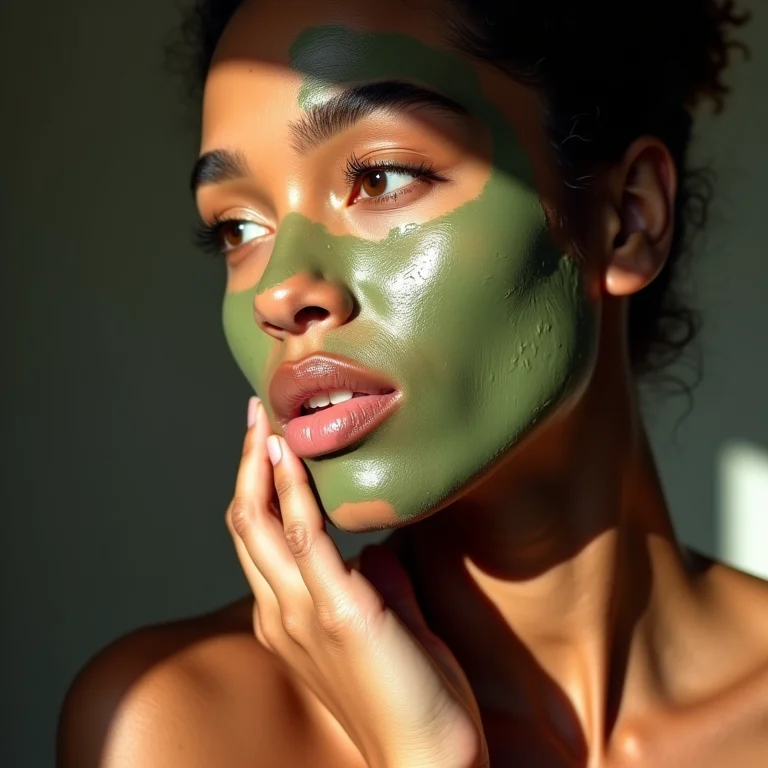 Mulher aplicando máscara de argila verde para controlar a oleosidade