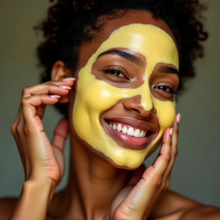 Mulher aplicando máscara de iogurte e limão para clarear a pele