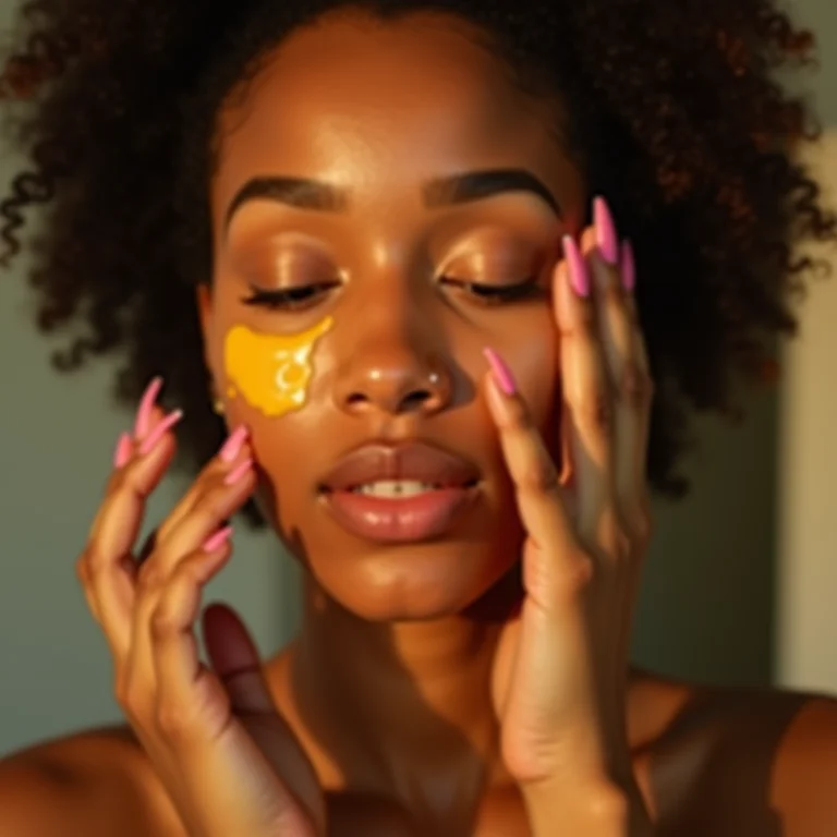 Mulher aplicando produto com açafrão para acne