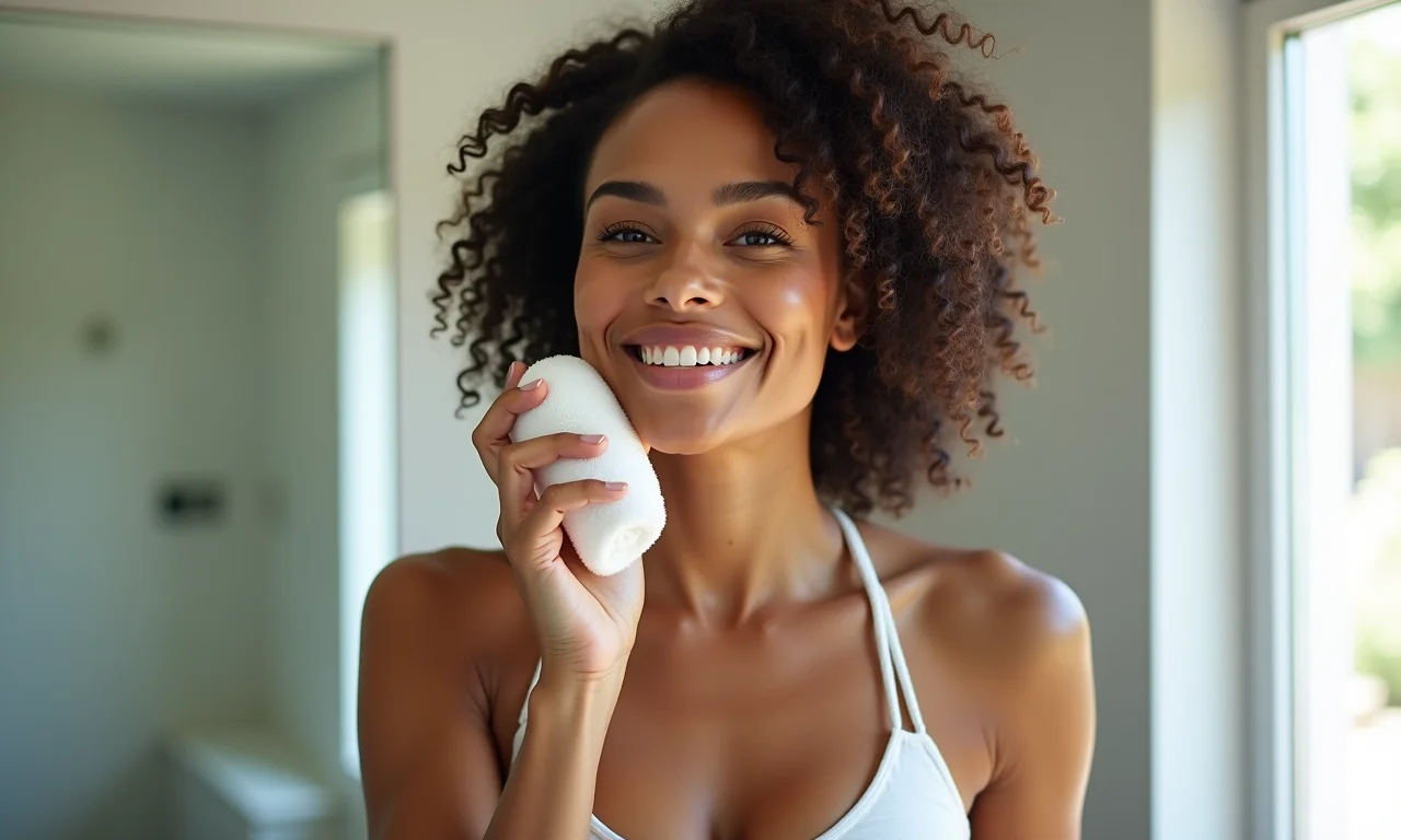 Mulher aplicando shampoo sólido no cabelo com dicas da especialista.