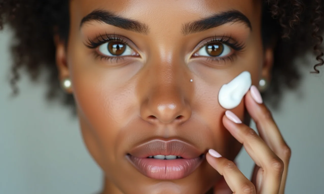 Mulher aplicando tratamento antiacne em uma espinha.