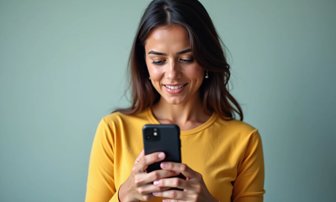 Mulher brasileira bloqueando um perfil negativo nas redes sociais.