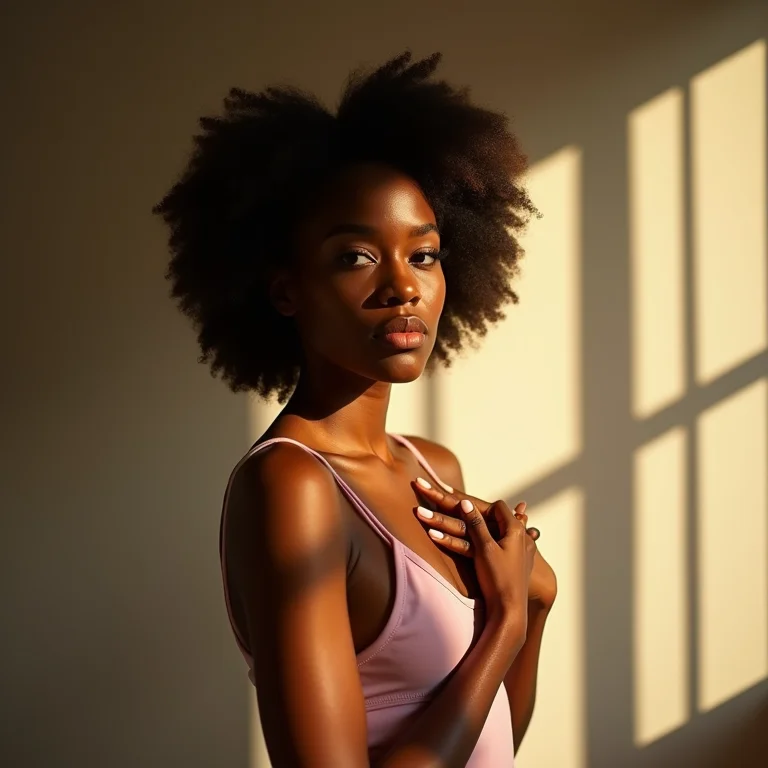 Mulher com a mão no coração, sentindo um pressentimento