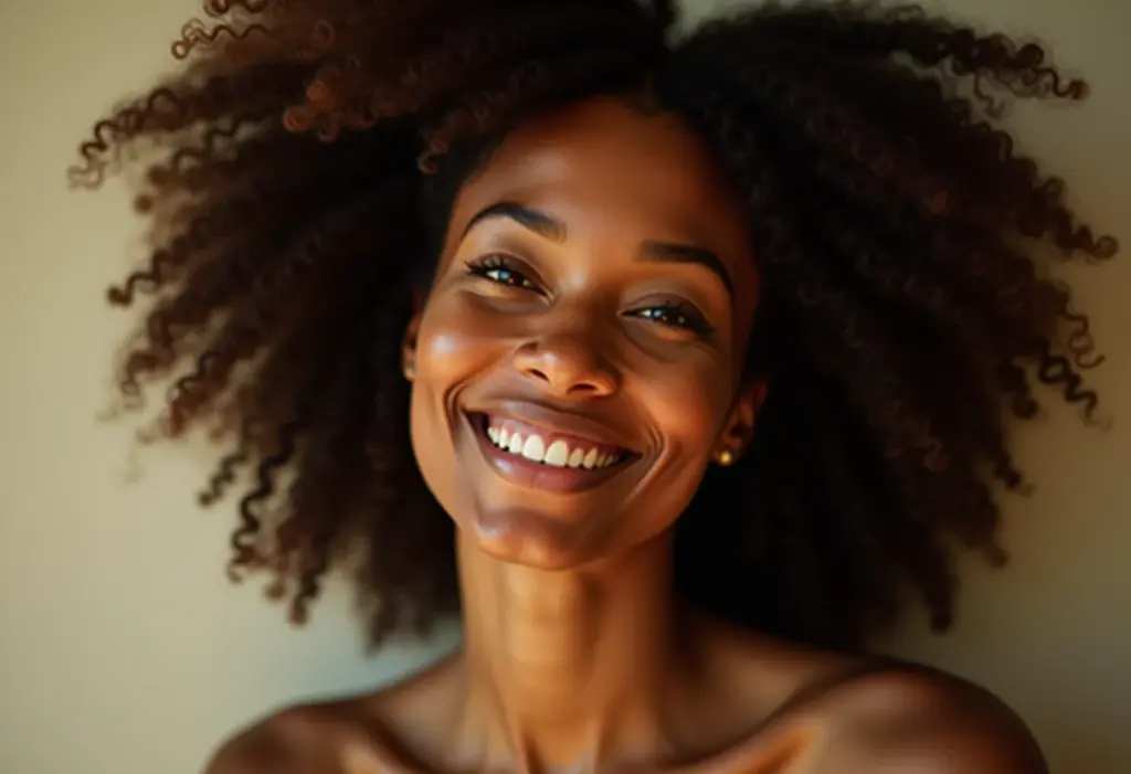 Cabelo Grosso? Fuja destes 5 erros que detonam seus fios Mulher com cabelo saudável e brilhante