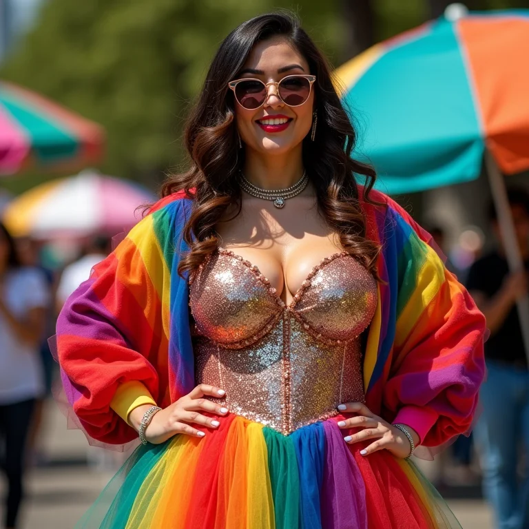 Mulher com fantasia brilhante de Carnaval