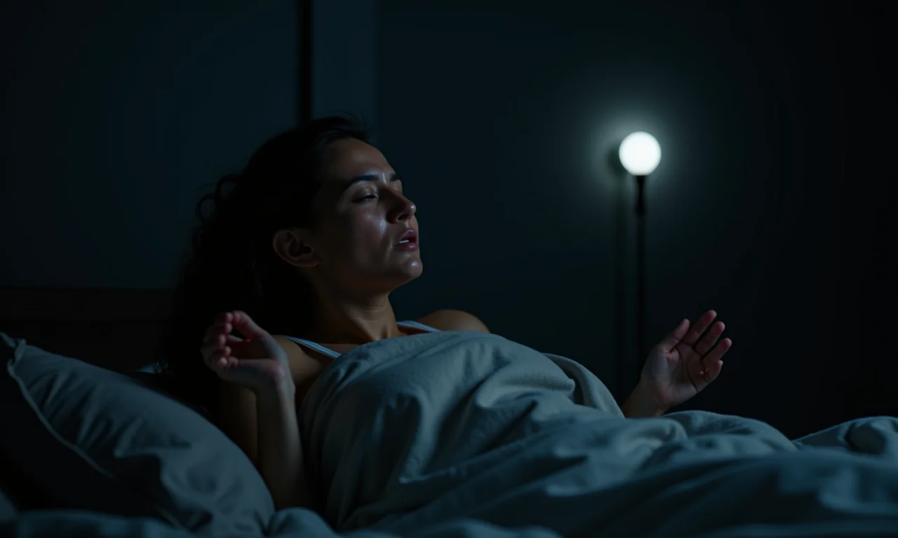 Mulher com insônia devido à menopausa precoce.