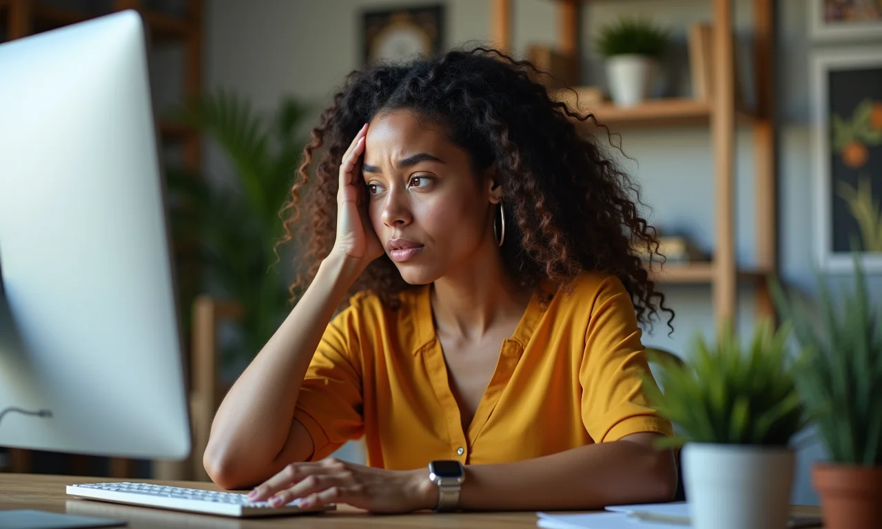Mulher com problemas de concentração na menopausa precoce.