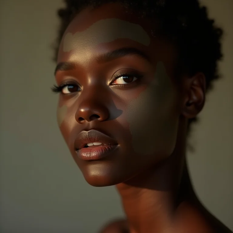 Mulher com tom de pele uniforme após usar máscara de argila