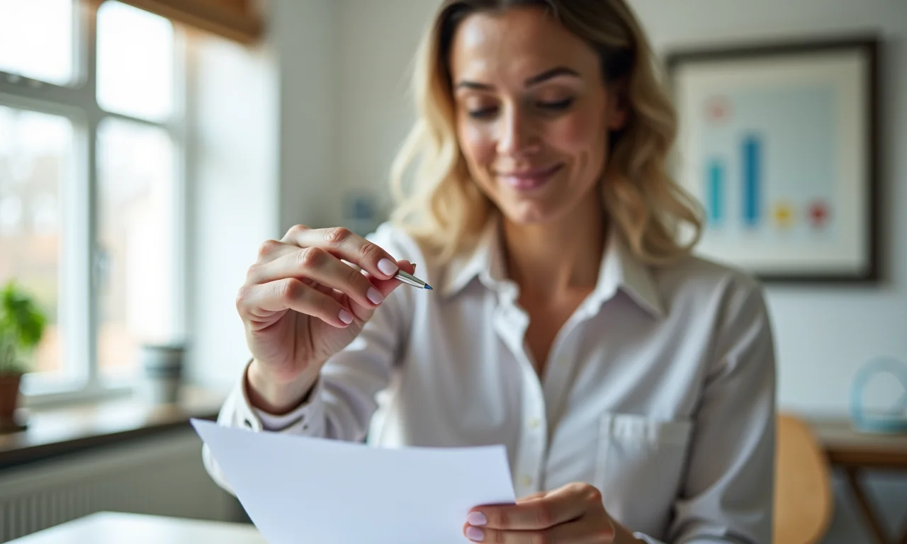 Mulher completando rapidamente uma pequena tarefa e riscando-a da lista.