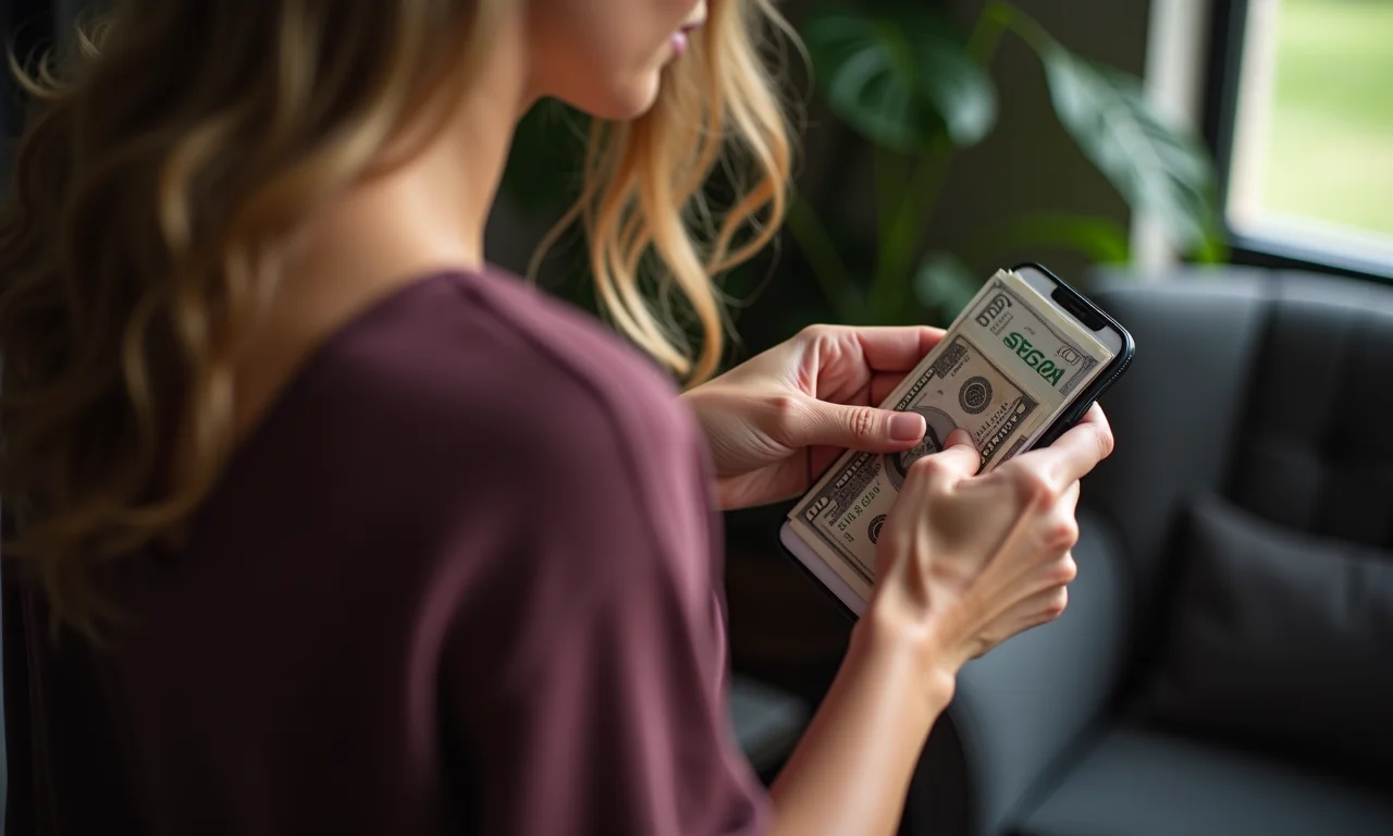 Mulher conferindo itens essenciais na bolsa antes de ir à consulta.