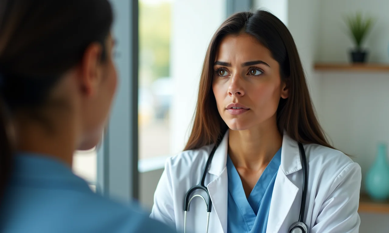 Mulher consultando médico sobre a fertilidade na menopausa precoce.