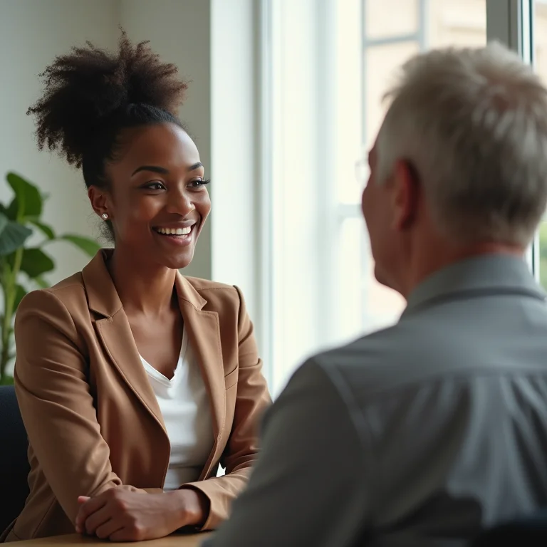Mulher conversando com terapeuta