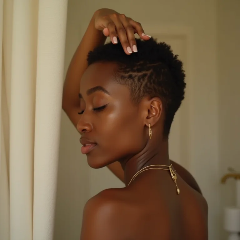 Mulher cuidando do cabelo após o big chop