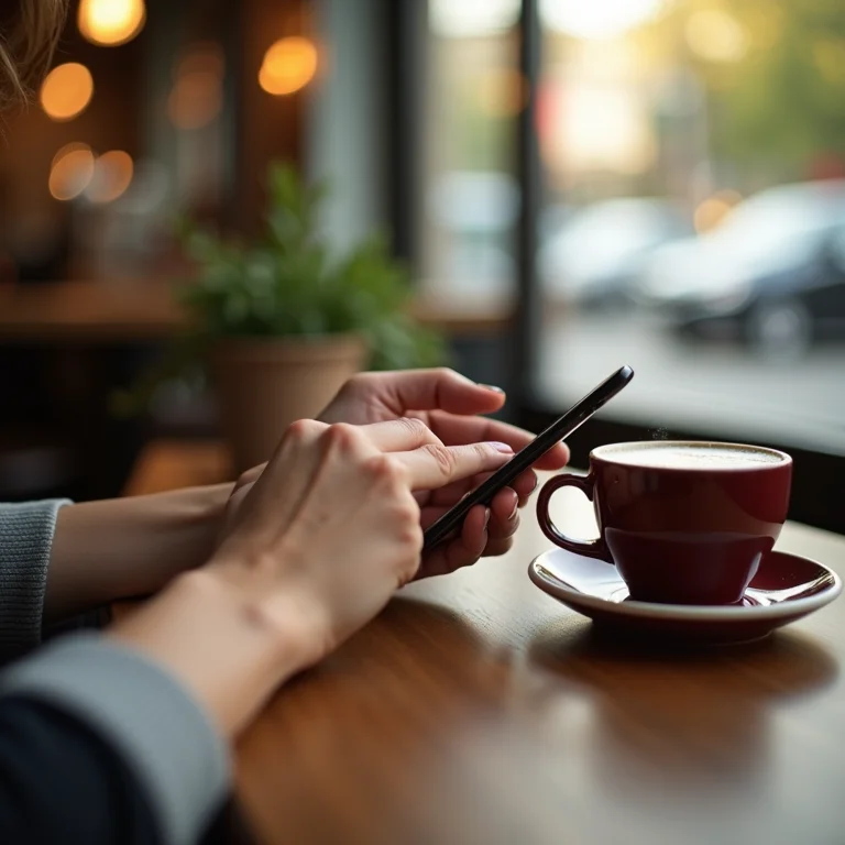 Mulher denunciando agressão discretamente pelo celular.