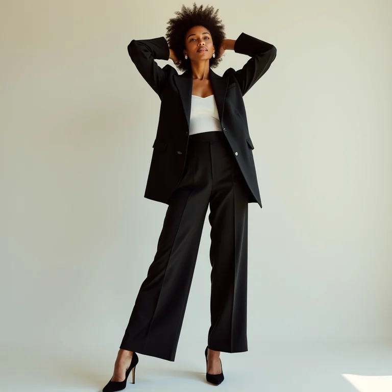 Mulher elegante com conjunto de alfaiataria