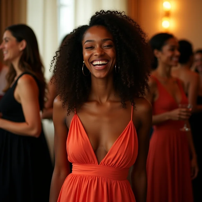 Mulher elegante em festa com amigos