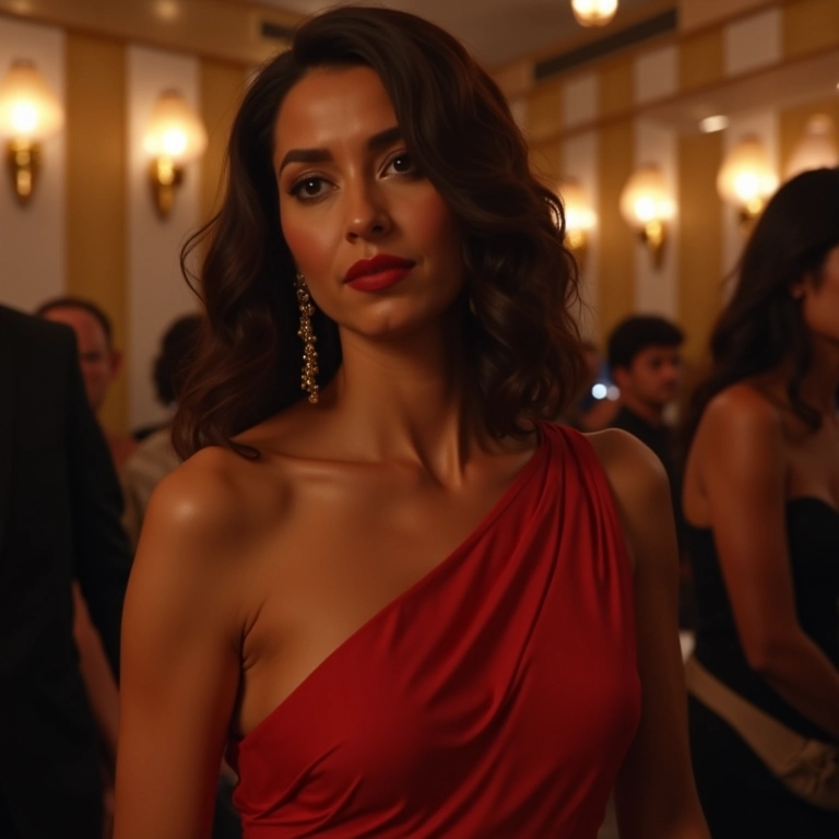 Mulher elegante em jantar formal de cruzeiro.