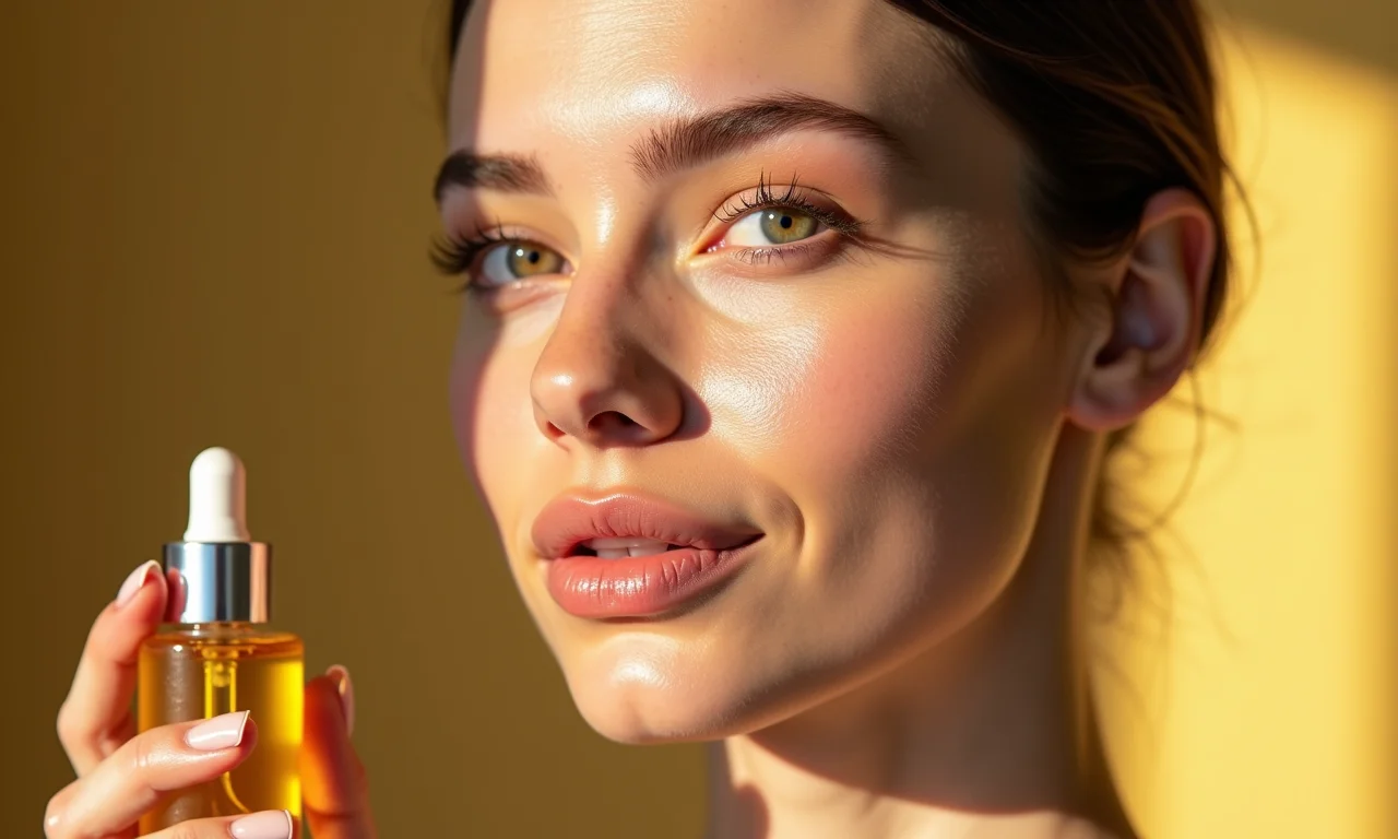 Mulher equilibrando a oleosidade da pele com óleo essencial de ylang ylang.