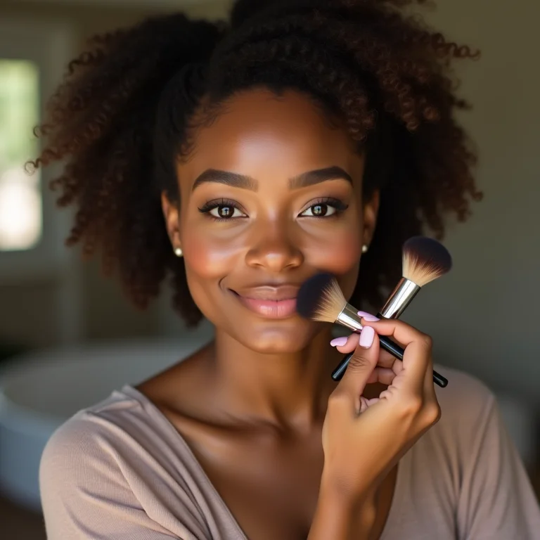 Mulher escolhendo pincel de maquiagem ideal