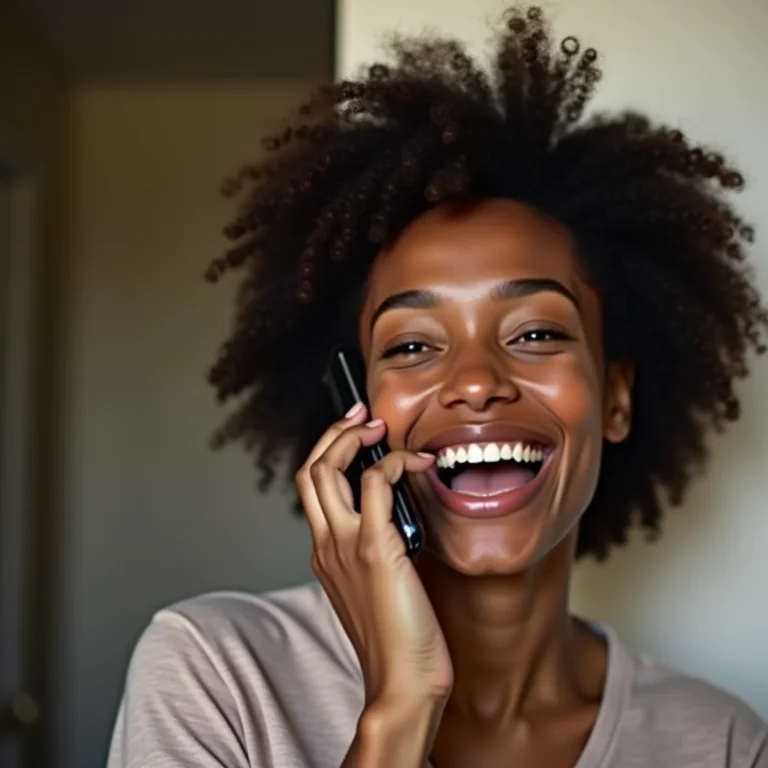 Mulher fazendo chamada de vídeo com amigos.