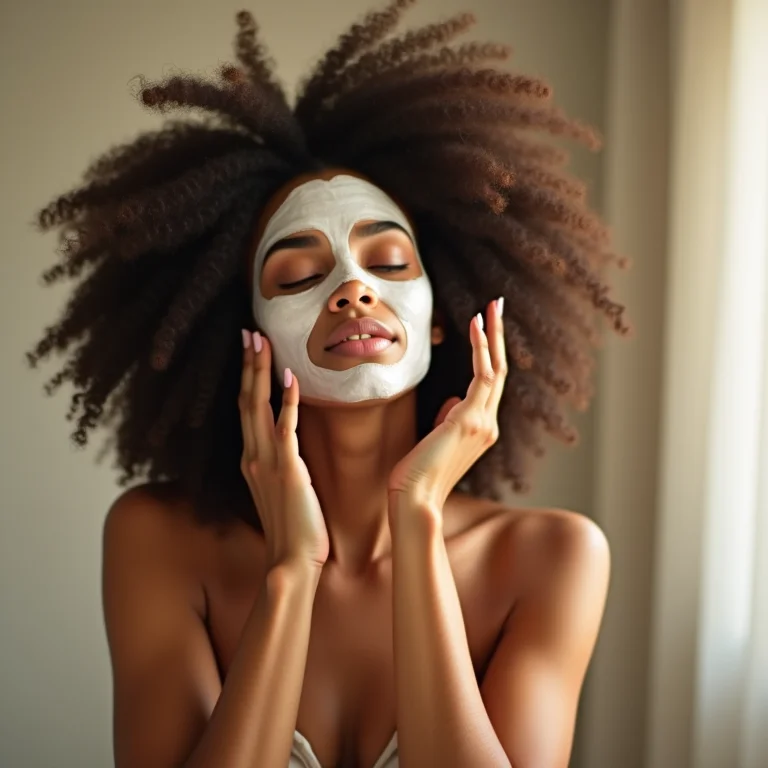 Mulher hidratando o cabelo com máscara capilar