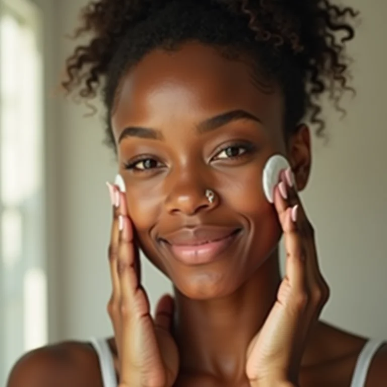 Mulher limpando o rosto, rotina de skincare