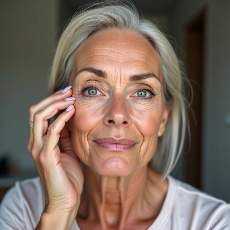 Mulher madura aplicando primer: maquiagem para pele madura exige adaptações.