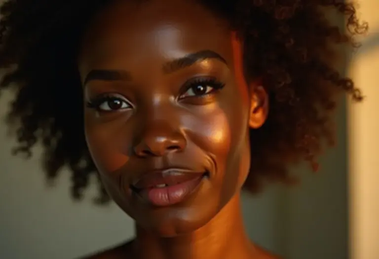 Mulher madura sorrindo com maquiagem leve e pele radiante