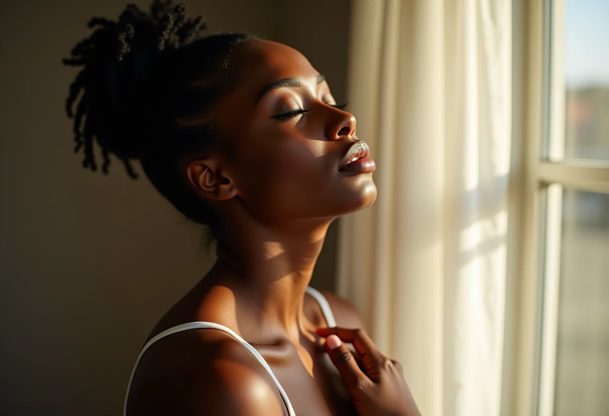 Mulher meditando, conectada com a intuição