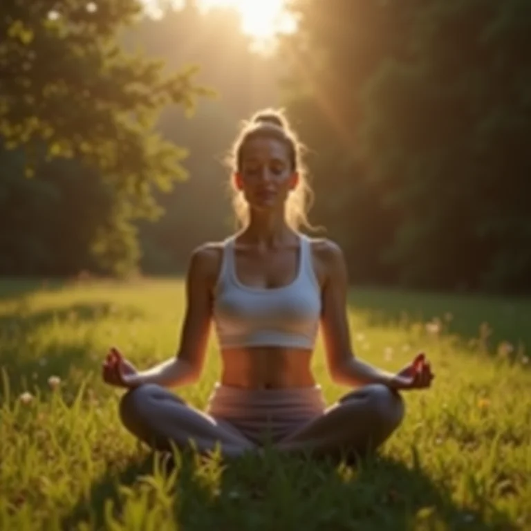 Mulher meditando em meio à natureza, representando a prática de mindfulness
