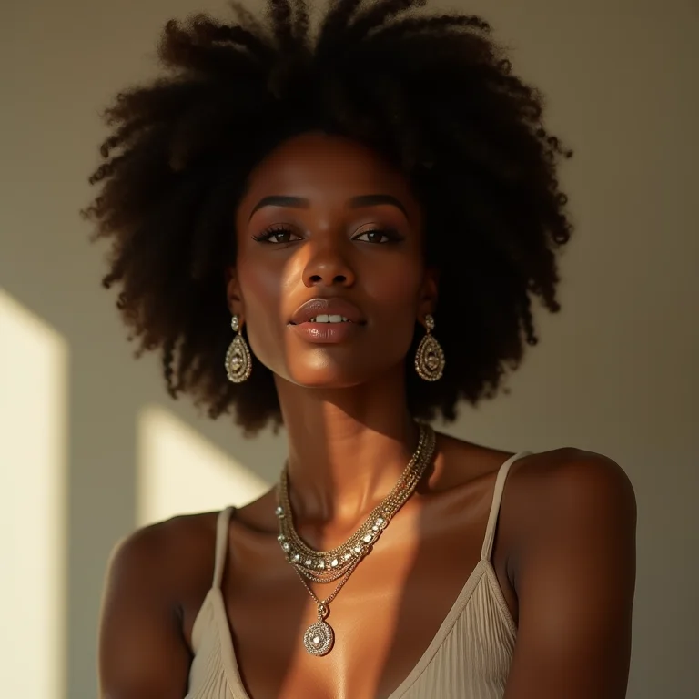 Mulher negra com acessórios marcantes