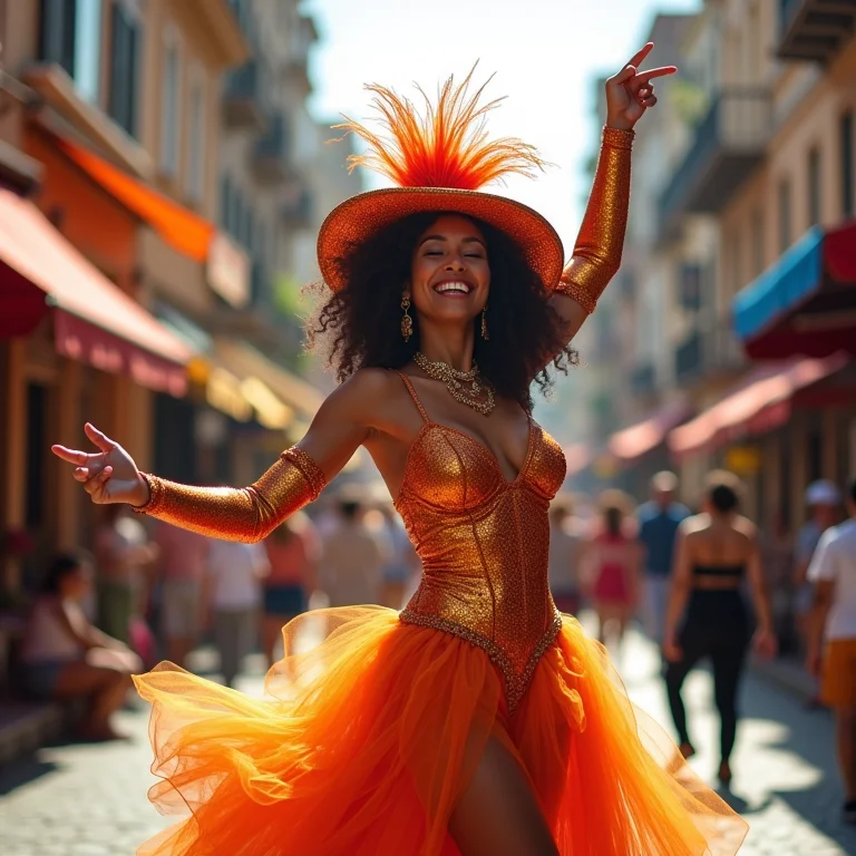 Mulher negra curtindo o Carnaval
