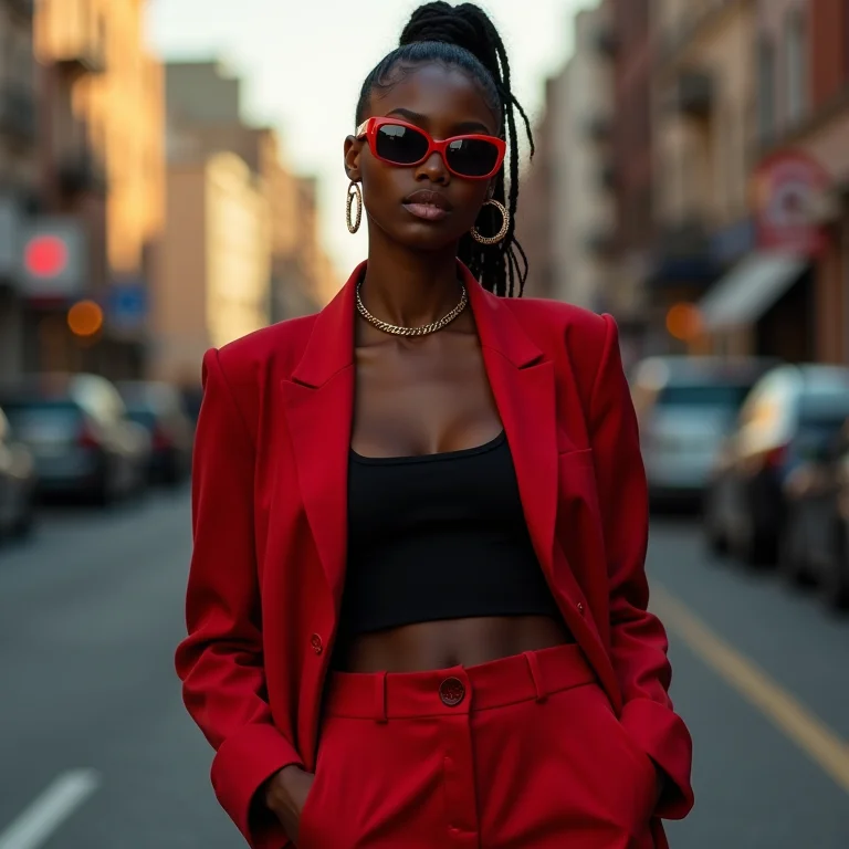 Mulher negra estilosa com roupa moderna da Colcci
