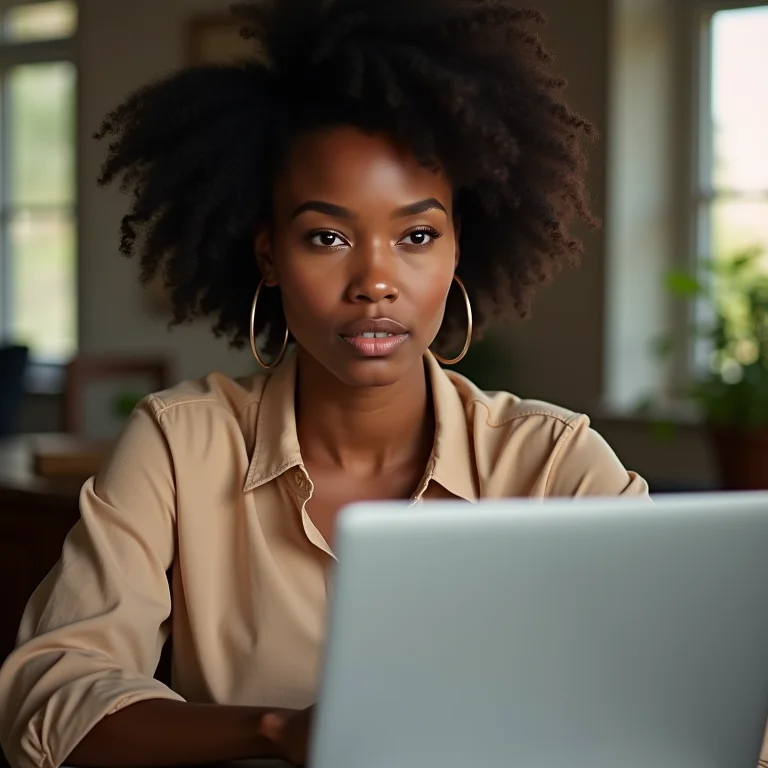 Mulher pesquisando datas de viagem em um laptop