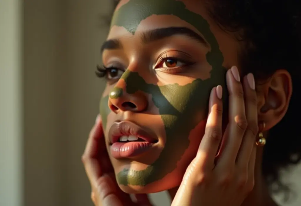 Máscara Facial caseira: receita fácil para uma pele radiante Mulher radiante aplicando máscara de argila no rosto