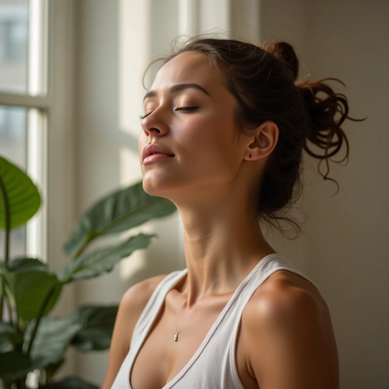 Mulher relaxando após dançar, aliviando o estresse e a ansiedade.
