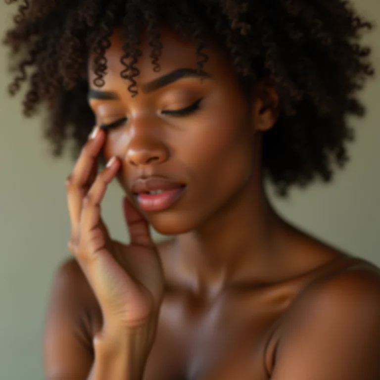 Mulher resistindo à vontade de coçar a pele com eczema