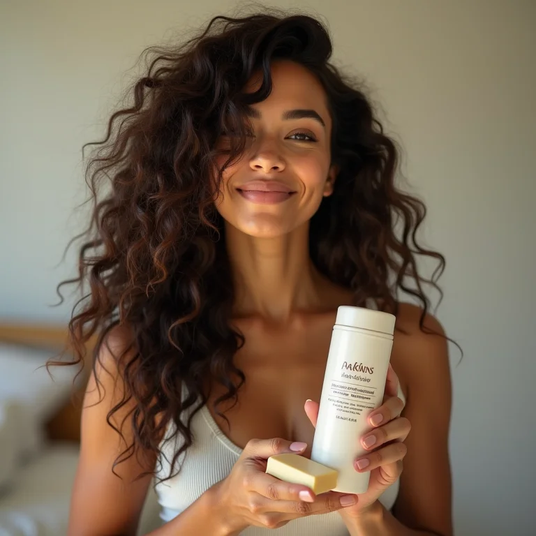 Mulher ruiva preparando mala de viagem com shampoo sólido