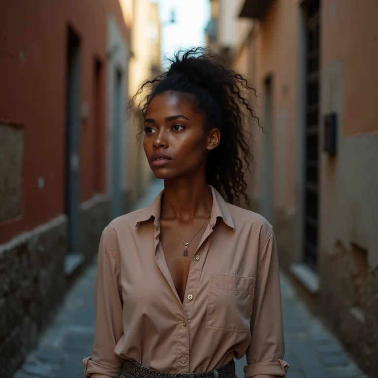 Mulher sentindo desconforto em um local desconhecido