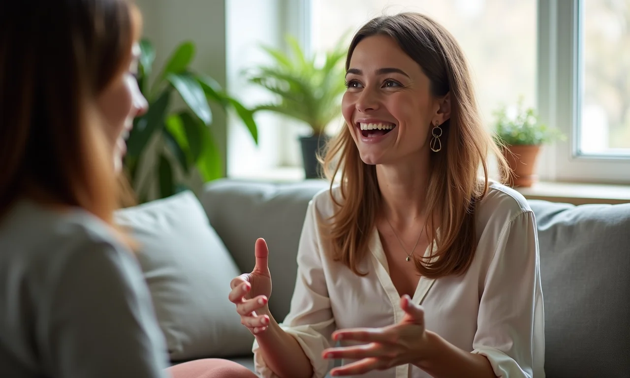 Mulher usando a escuta reflexiva, parafraseando e esclarecendo o que ouviu.