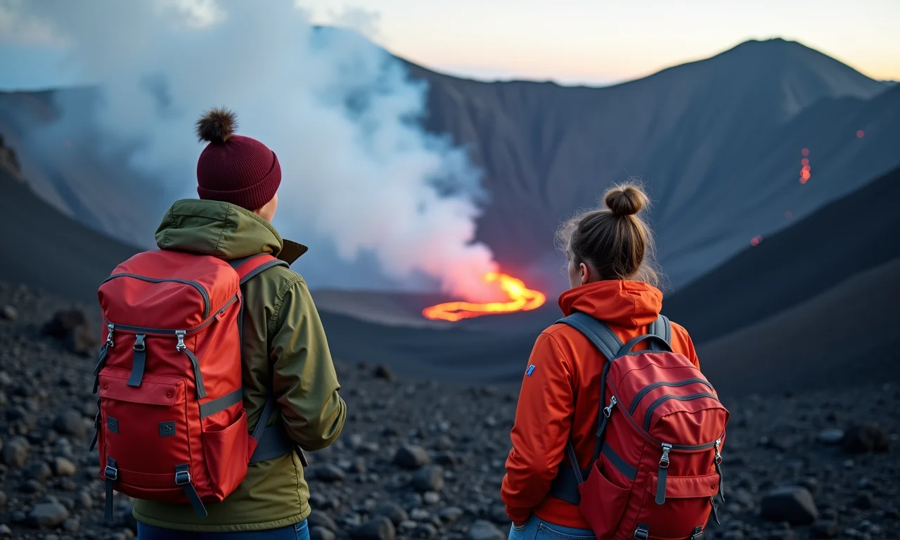 Mulheres caminhando no vulcão Pacaya, Guatemala.