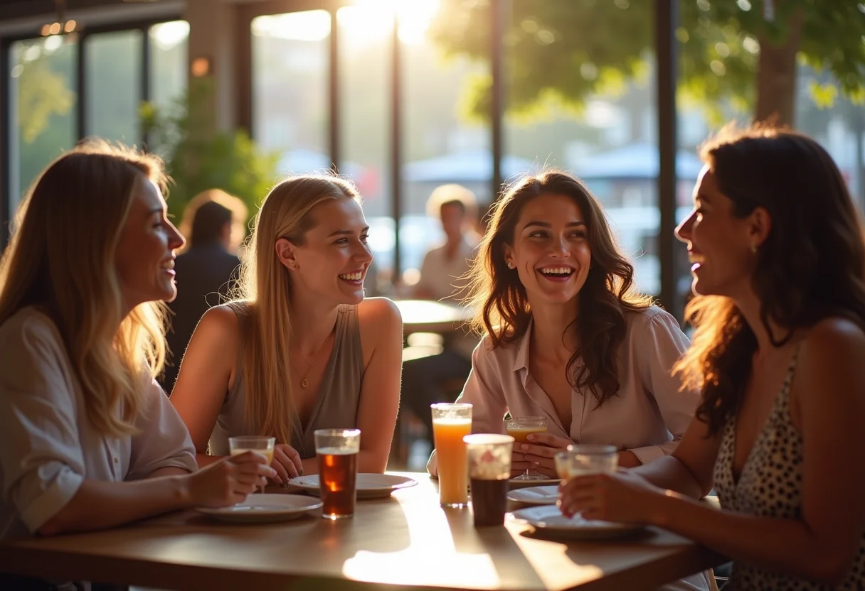 Mulheres diversas aproveitando um café juntas