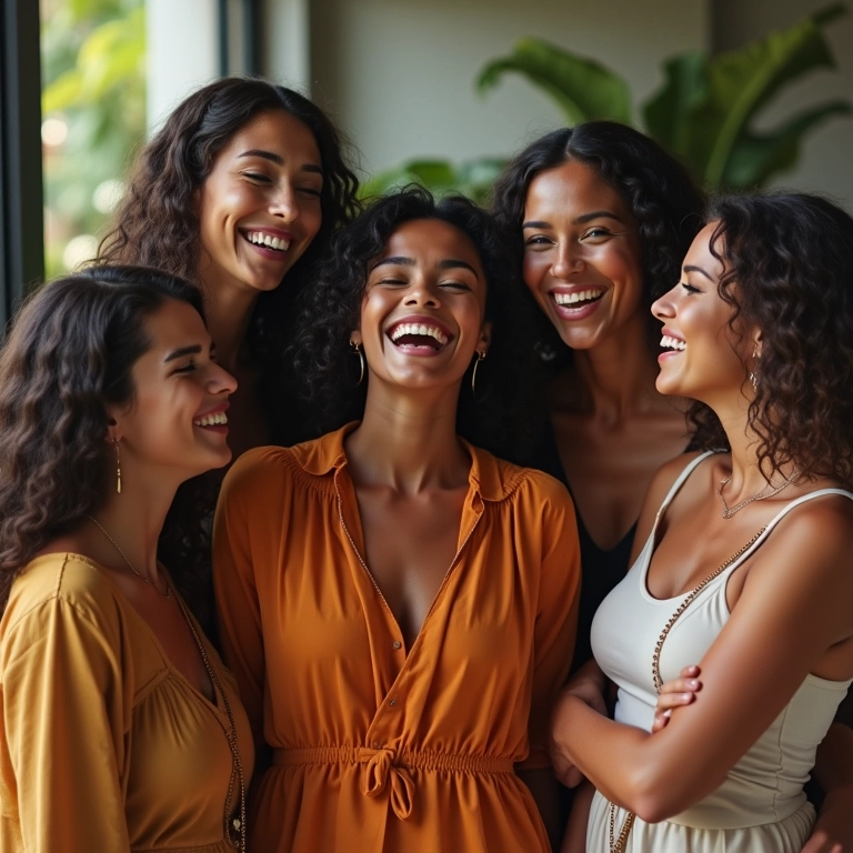 Mulheres diversas questionando suas compras de roupas desnecessárias, buscando um estilo pessoal autêntico.