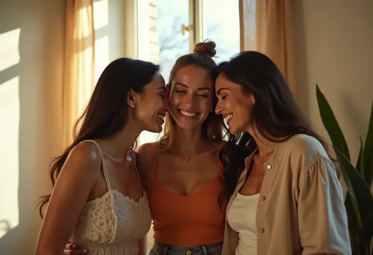 Mulheres diversas unidas em apoio mútuo.