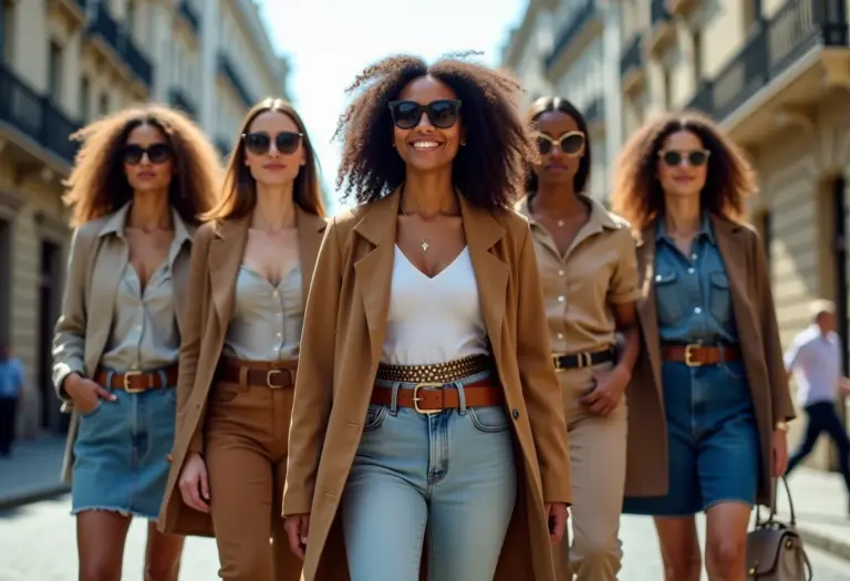 Mulheres estilosas usando cintos que transformam seus looks