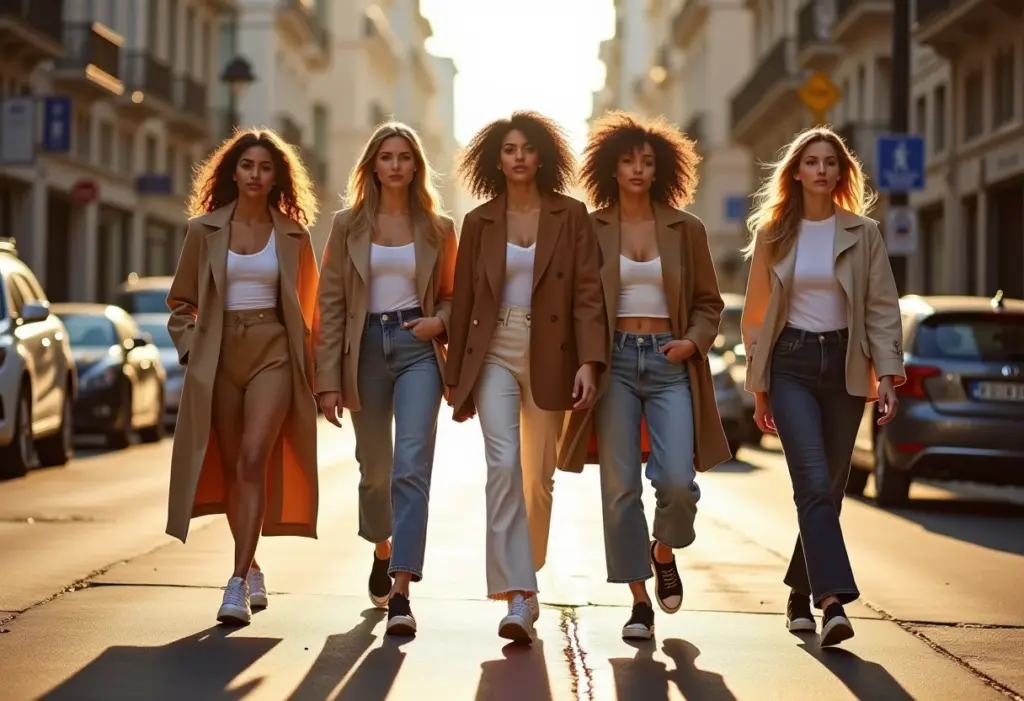 Mulheres estilosas usando tênis preto em looks diversos para o dia a dia