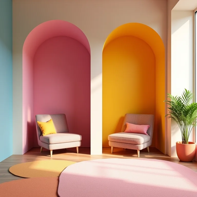 Nichos coloridos para sala de estar alegre