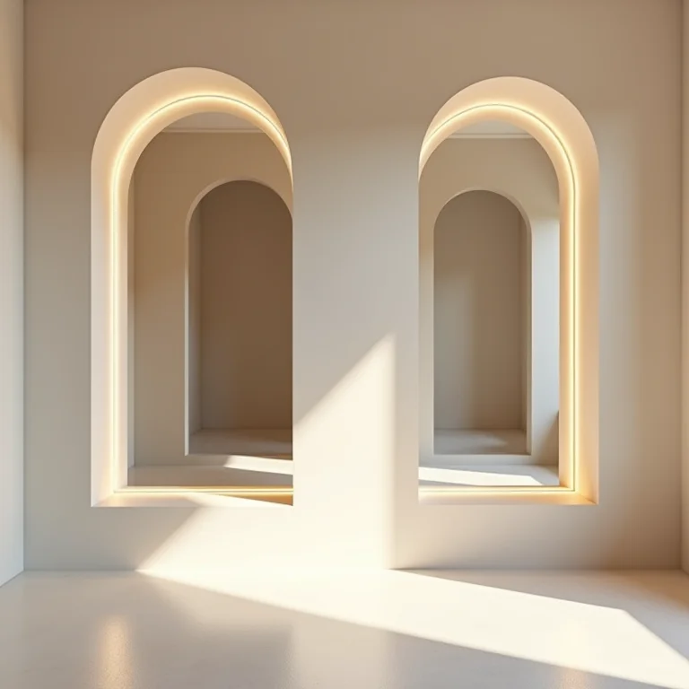 Nichos com espelho ampliando o espaço