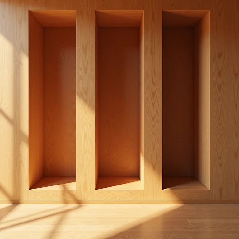 Nichos de madeira com textura rústica
